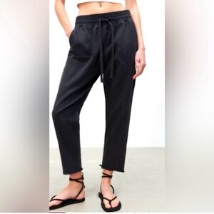 ZARA Raw Hem Jogger Olive Green Distressed Sz S